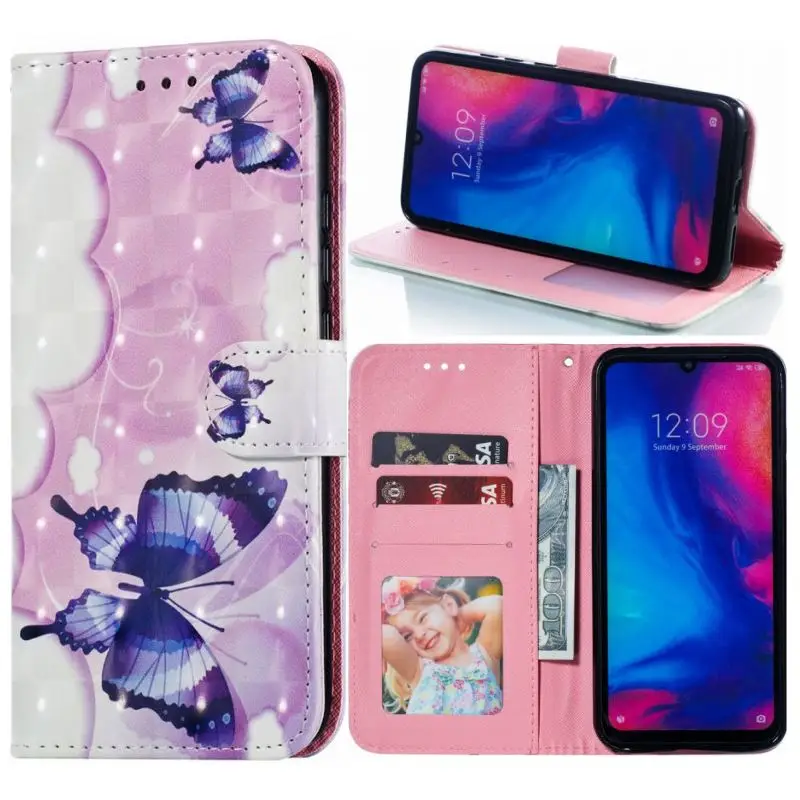 Чехол для Xiaomi 8 Lite A2 чехлы Redmi Note 7 6 Pro 6A книжки с рисунком бабочки кожаный бумажник