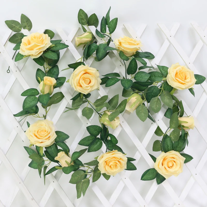 JAROWN Artificial 2m Multi Flower High Quality Rose Vine Fake Flower European Rose Home Wall Hanging Rattan Wedding Decor Flores (38)