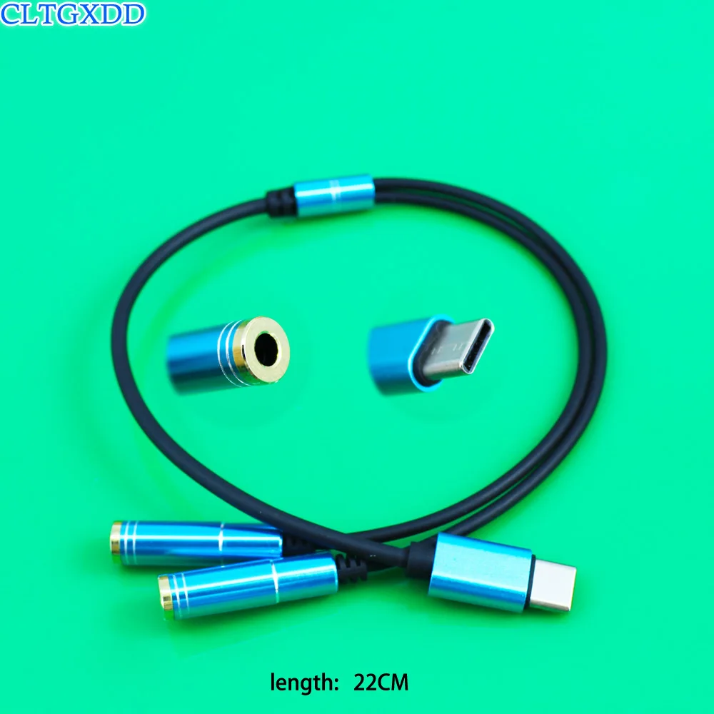 

cltgxdd USB3.1 Type C To Dual 3.5mm Jack Female Audio Adapter Cable For Xiaomi 6 8 for Huawei P20 Mate10 Audio Adapter Cable