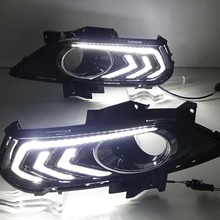 Автомобильный мигающий светодиодный DRL Дневной ходовой светильник для Ford Mondeo Fusion 2013 автомобильный Стайлинг водонепроницаемый с отверстием для противотуманной фары