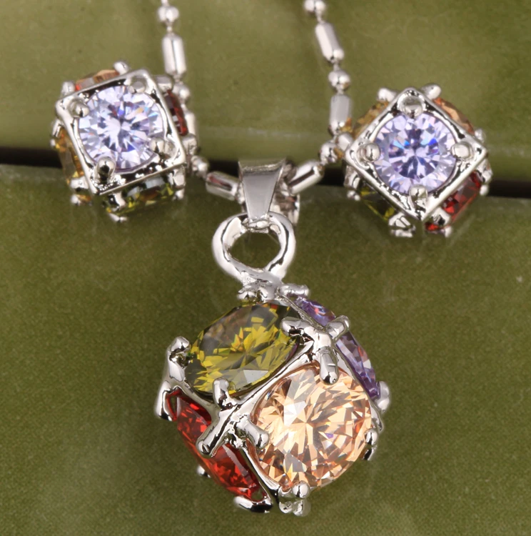 

Round Ball Attended Crowd Peridot Garnet Great Morganite 925 Sterling Silver Jewelry Sets Earring Pendant S8490