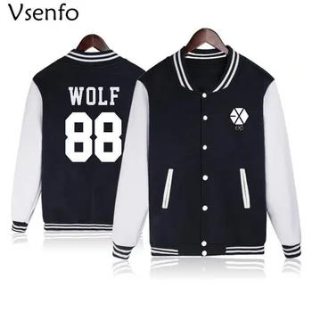 

Vsenfo Kpop Exo Hoodies Men Women Wolf Sehun Luhan Baekhyun Kris Tao Chen Lay Kai Suho Sweatshirt For Boys Girls Jacket Baseball