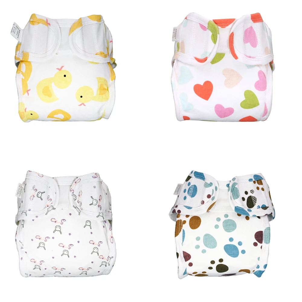 

New Pormotion Baby Diapers 6pcs Cotton Diaper Covers All In Two Washable Velcro Diapers Waterproof Nappy Covers Free Shipping