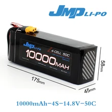 JMP lipo Батарея 4S 10000 мАч lipo 14.8 В Батарея пакет 50C Батарея для вертолеты RC модели Акку Li- полимера Батарея