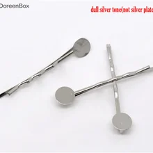 Дорин коробка Лидер продаж(продается по слотам 100) Серебряный тон заколки для волос Заколки для волос W/клейкий коврик для 4,4x1,5 см(B11530