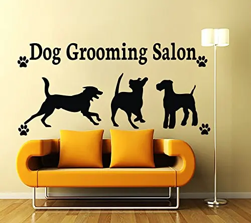 DCTAL Fashion Pet Shop Vinyl Wall Decal Dog Grooming Salon Mural Art Wall Sticker Pet Salon Pet Shop Window Decoration