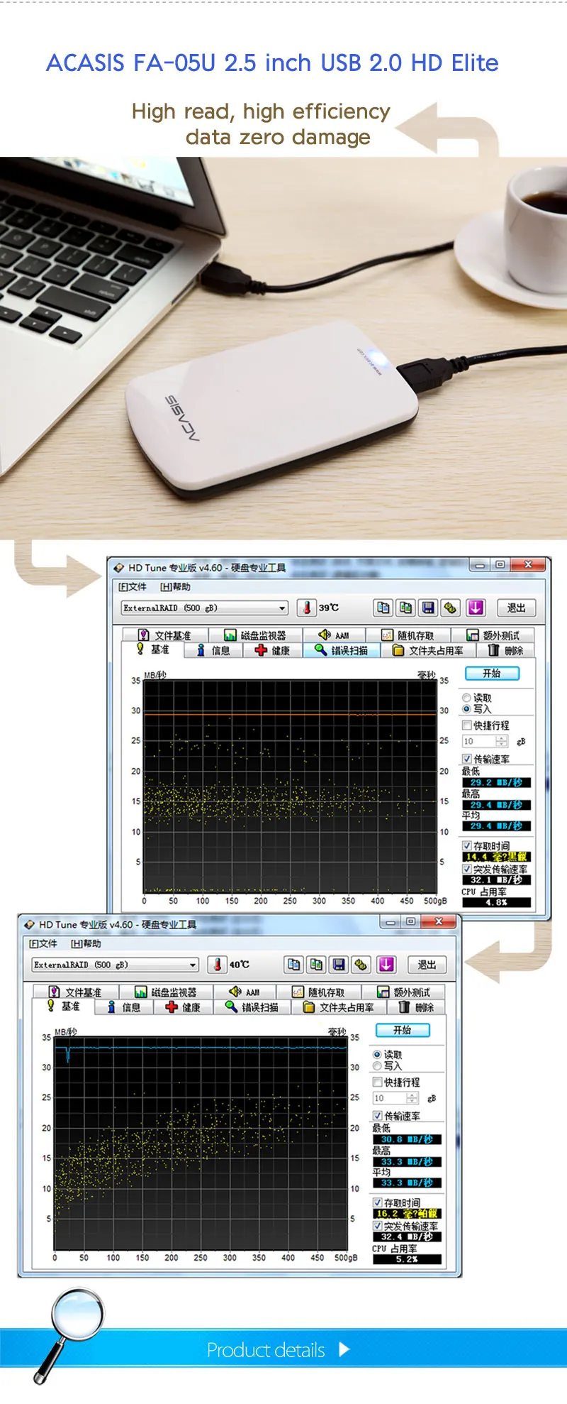 Чехол ACASIS FA-05U 2,5 дюйма USB 2,0 внешний жесткий диск HDD корпус с кабелем для 9,5 мм SATA интерфейс HDD