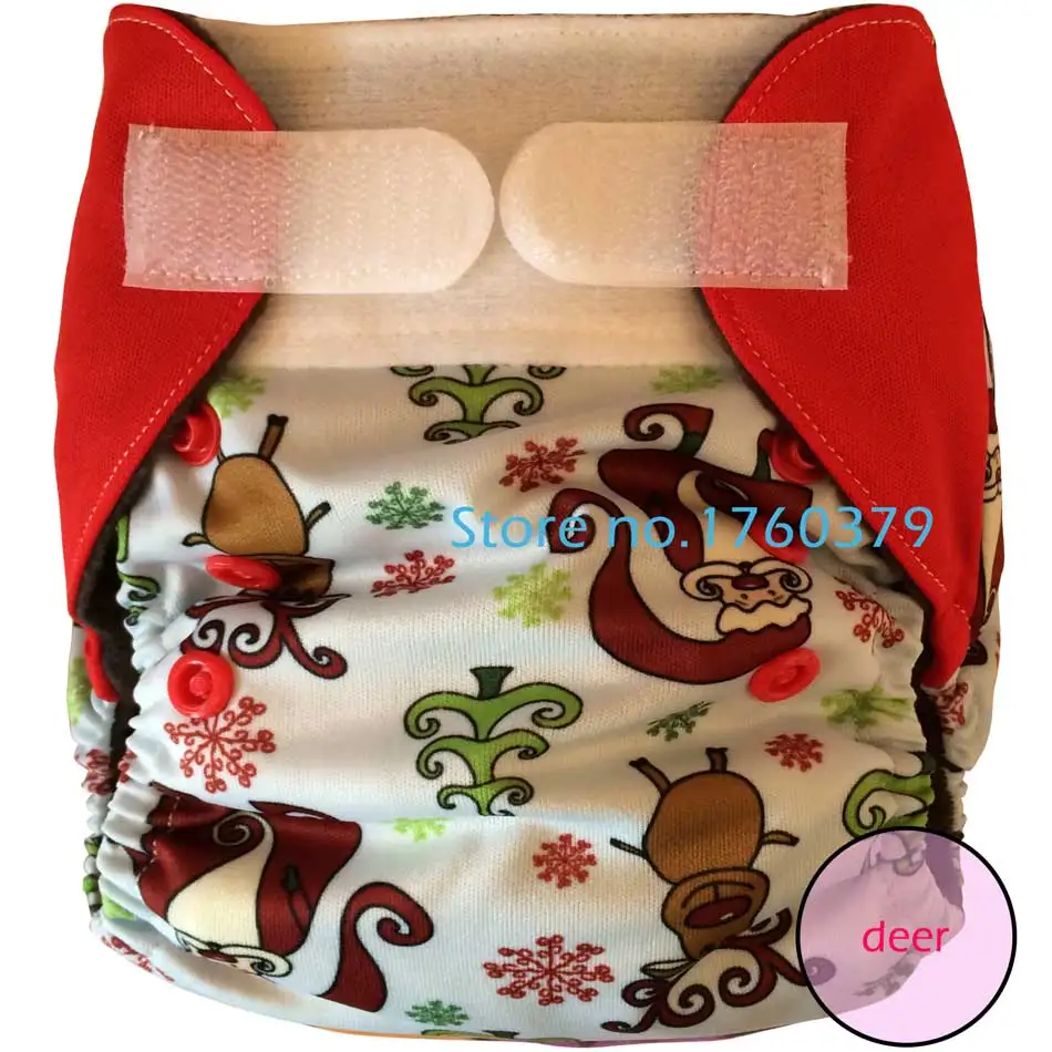 Miababy ткань пеленки/AIO и карман ткань пеленки уголь бамбука внутренняя и вставка из пеньки, подходит для 3-6 месяцев ребенка, Хэллоуин Печать - Цвет: deer