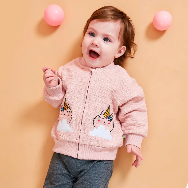 

2019 Spring&Autumn New Ins In Vogue Euro-American Style Easy To Match Embroidery Unicorn Kids Coats and Jackets Baby Clothes