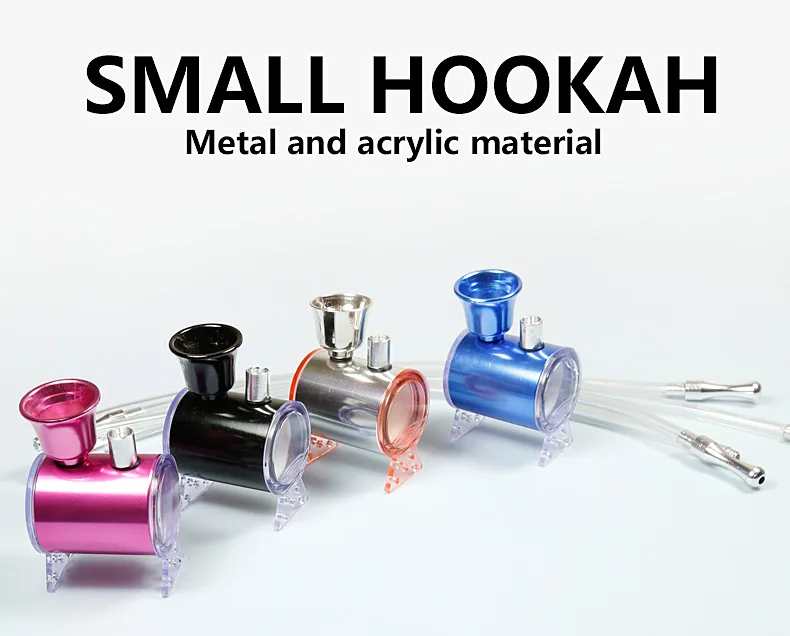 

Mini Hookah Shisha Smoking Tobacco Pipe Water Pipe with Leather Tube 41MM Tobacco Holder Filter Smoke 4 Colors Narguile Drop
