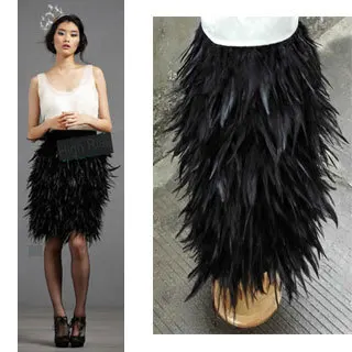 

Free shipping,knee- length rooster hackle feather skirt , fully double layer fabric lined, 8 sizes available , #SKT028