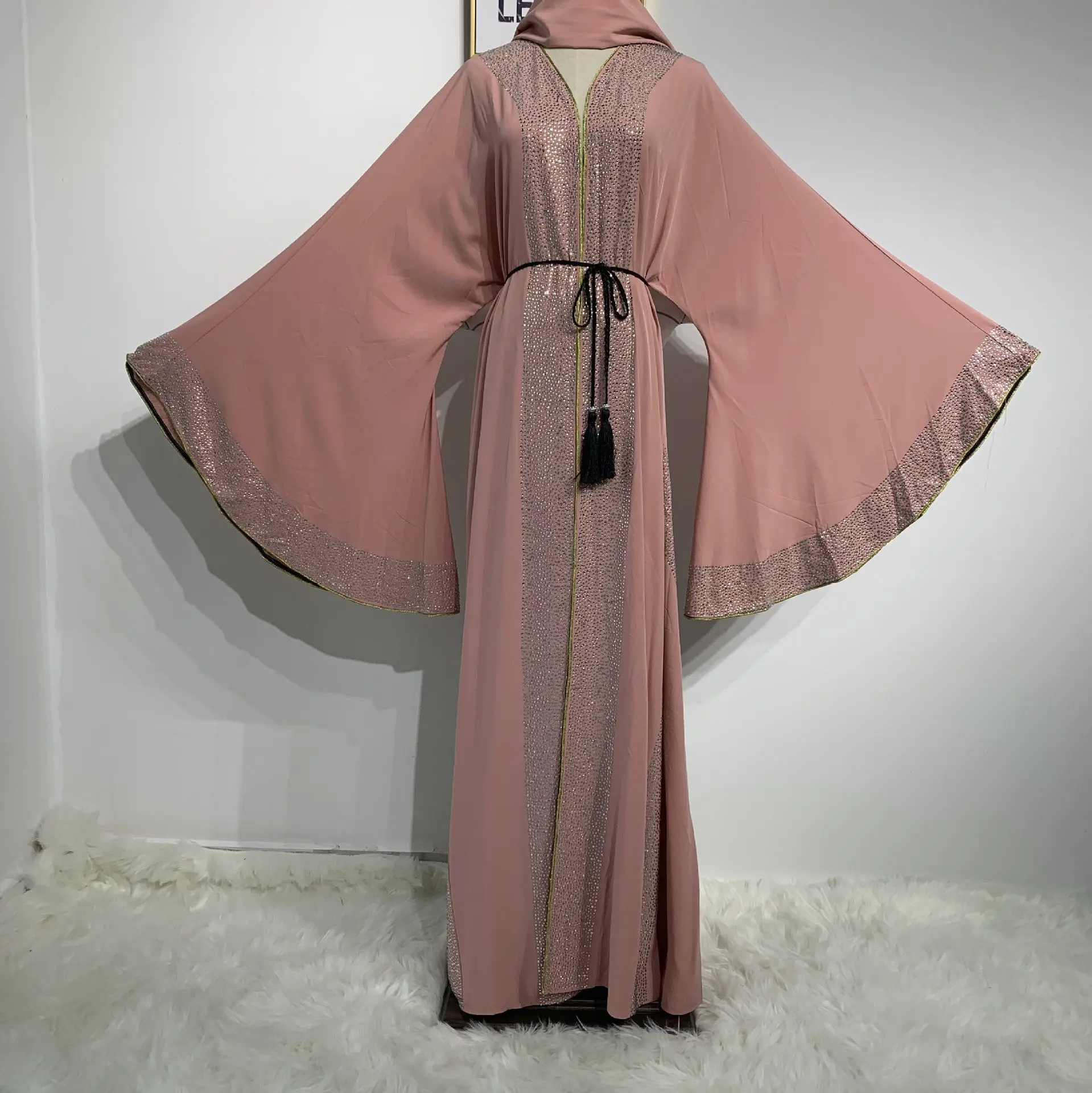Роскошный Femme кимоно кафтан Handstudded платье из Дубая исламский, мусульманский платье хиджаб абайя Восточный халат из марокена Катар Оман Турецкая одежда