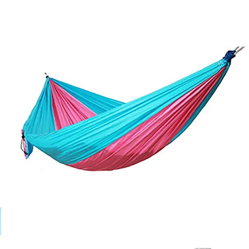 Портативный наружный двойной гамак-парашют ткань 2 человека садовый гамак спальный гамак для путешествий для активного отдыха пикника - Цвет: pink and blue