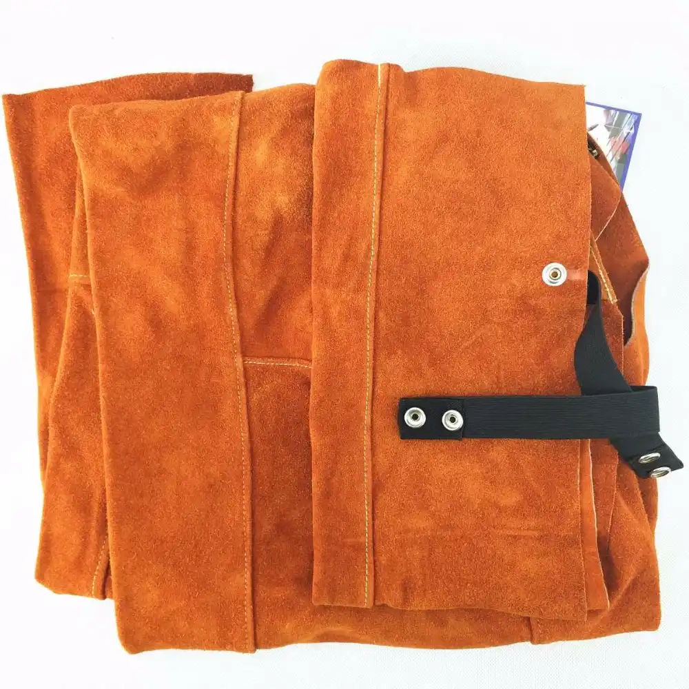 Leather Welding Pants Working Chaps Flame/Abrasion Resistant Cowhide