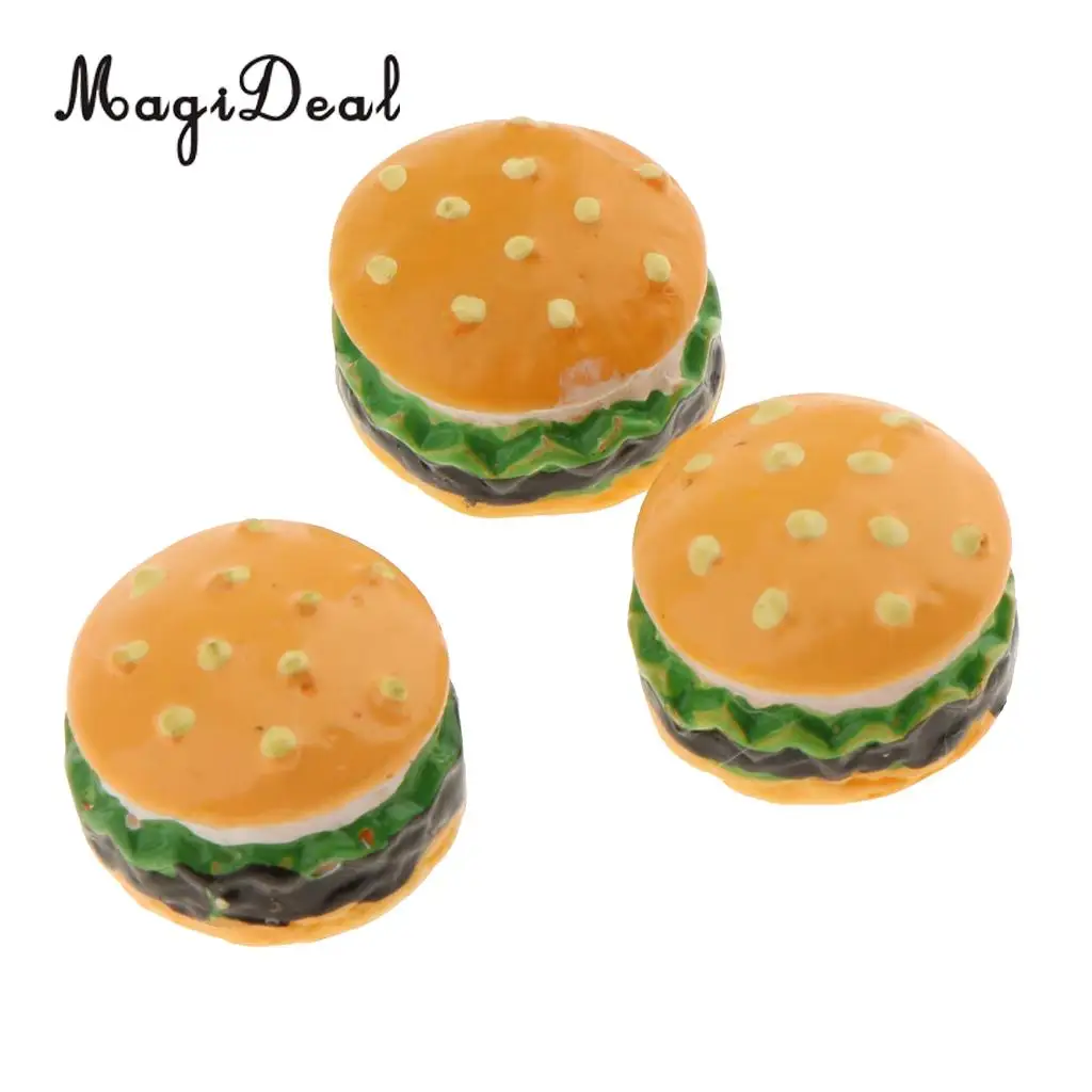 10Pcs/Lot Resin 1/12 Scale Hamburgers Bakery Dollhouse Miniature Store Breakfast Fast Food Kitchen Decor Children Toys 1.5cm