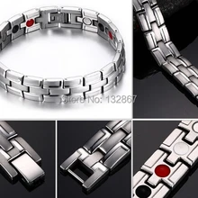 Классическая высокое качество Для мужчин чистого серебра 316L нержавеющая сталь Jewelry магнитотерапия environ Для мужчин Тал здоровья браслет 8.26''