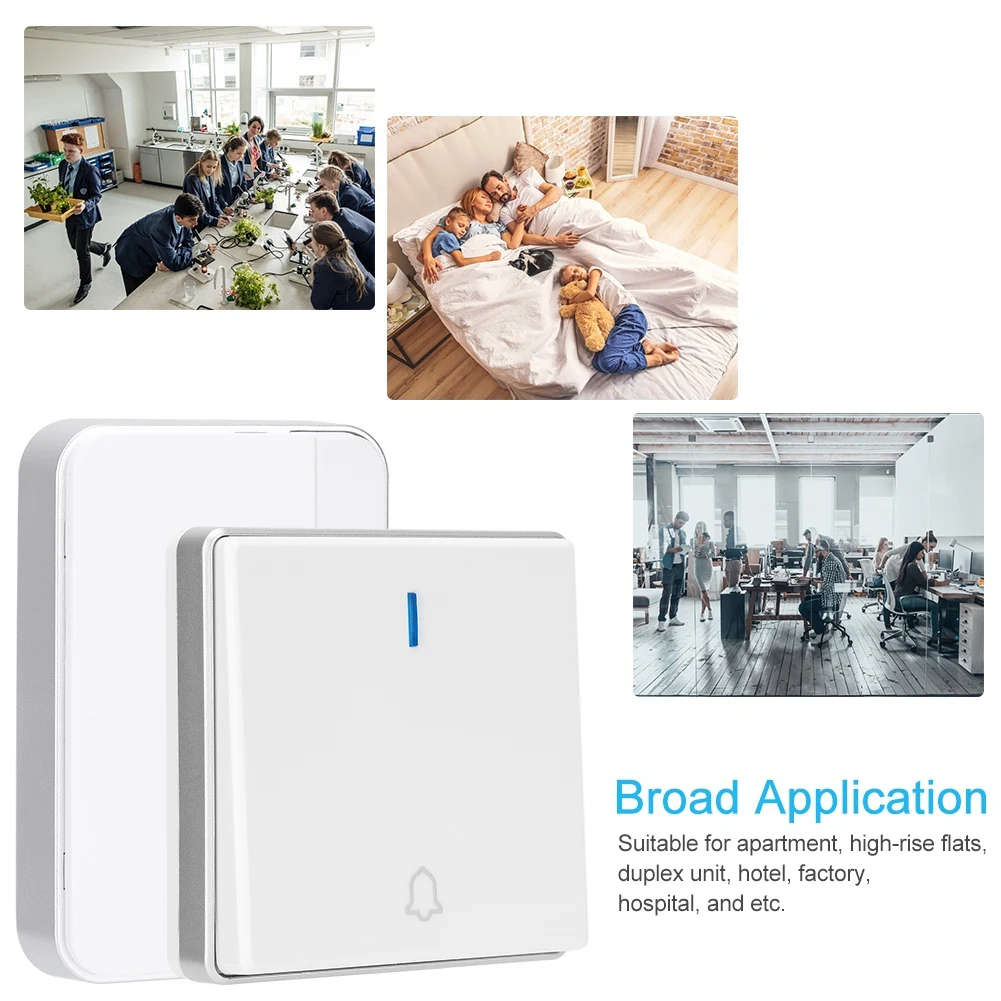 

Wireless Self-generation Door Bell with Transmitter Receiver 51 Chord Waterproof doorbell Remote Control door bell
