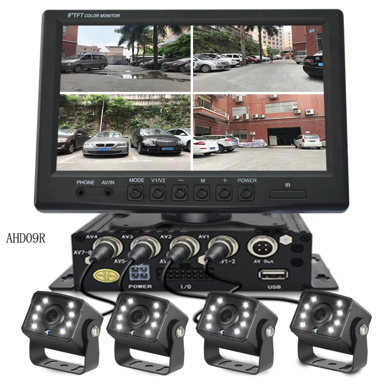 QXNY DC12V 24V 9 &quotLCD 4CH видеовход автомобильный видеомонитор для передней камеры