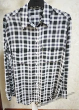 EQ 100% silk ladies BF style plaid print long sleeve blouses women silk shirt spring autumn