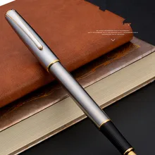 Перьевая ручка из нержавеющей стали с классическим дизайном и серебряным перьевым наконечником HERO