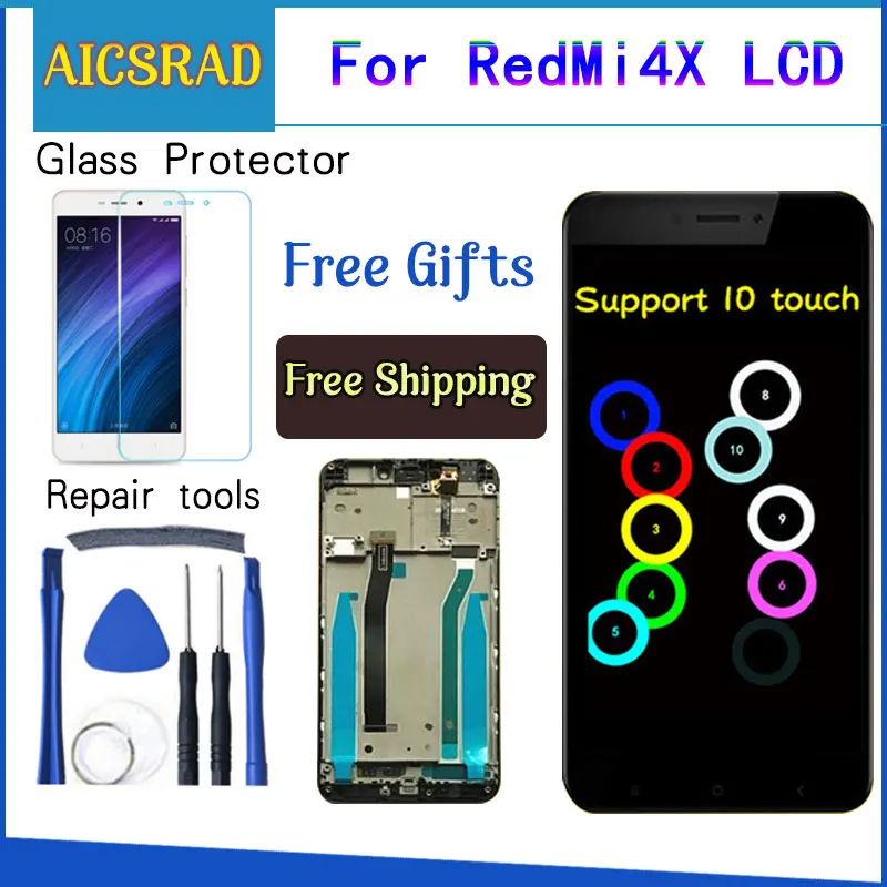For Xiaomi Redmi 4X LCD Display Touch Screen Digitizer Assembly Replacement With Frame For Xiaomi Redmi 4X Pro Prime 5.0 inches