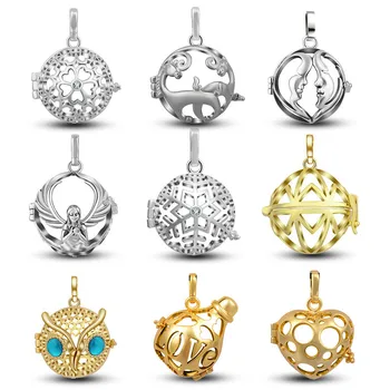 

EUDORA 20mm 9pcs Hollow Ball Box Copper Vintage Cage Diffuser Necklace Locket Pendants For DIY Essential Oil Perfume Necklaces