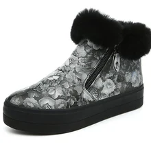 Хорошая Новые женские ботинки Повседневная женская обувь на плоской подошве с теплые меховые зимние ботинки; модные зимние сапоги на платформе; большие Размеры 25–61 Pbd18