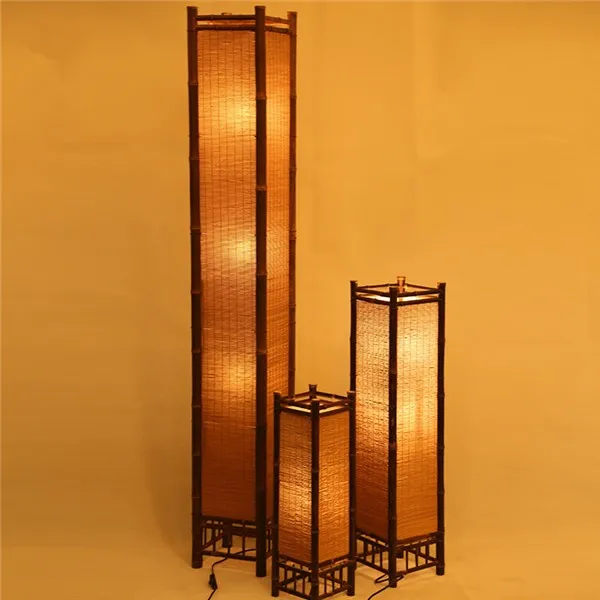 Artesanato de Bambu do Vintage Noite em pé Decoração do Quarto Lâmpada Assoalho Japão Estilo Bambu Luminárias Moderna E27 Casa 3 japão estilo bambu luminárias noite em pé