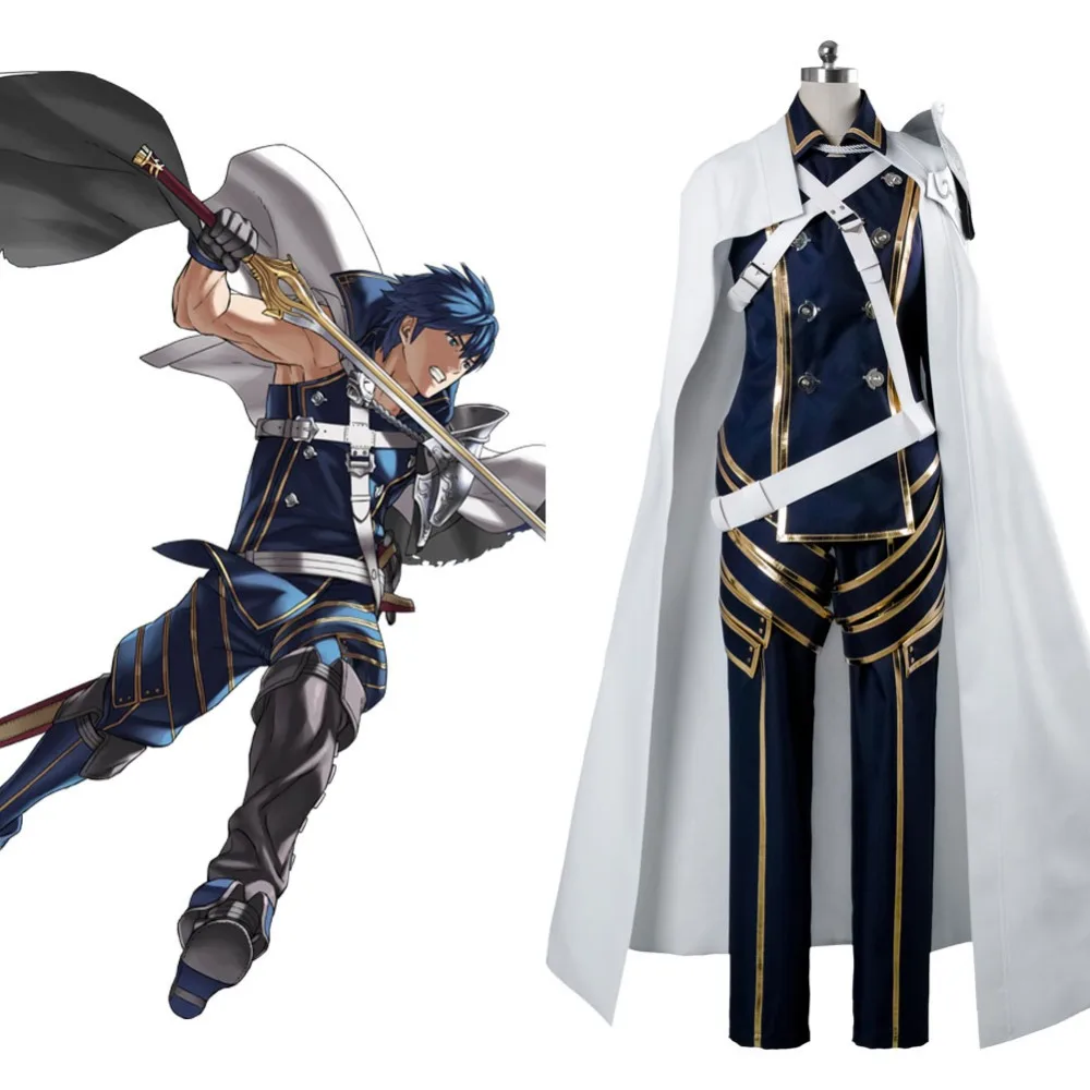 Cosplay&Ware [14]Fire Emblem Awakening Cosplay Prince Chrom Costume Full Sets Battle Suit With Robe Halloween Carnival -Cosplay&Ware anime Shop