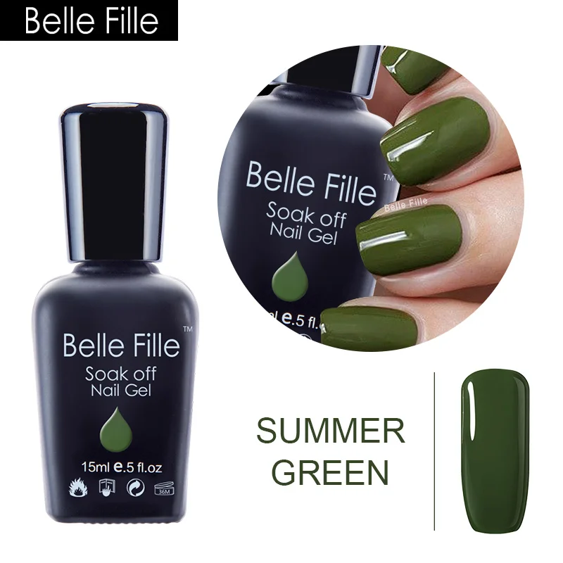 Belle Fille Nail Gel Polish Forest Green UV Soak Off Nails Manicure