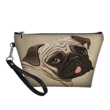 

Kawaii Cute Pug Art Painting Women Travel Cosmetic Bag Makeup Bag Handbag Female Zipper Purse Small Cosmetics Beauty Organizer
