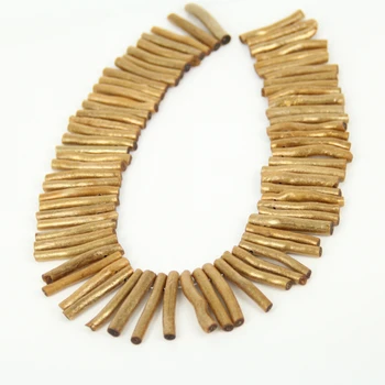 

15.5 Inches Gold Coral Jewelry Loose Beads,Top Drilled Branches For Long Bamboo Coral Beads Pendants Approx 73Pcs/Strand