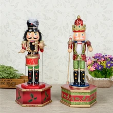 HT057 toy 31CM fine painted nutcracker Music Box walnut soldiers Christmas crafts birthday gift