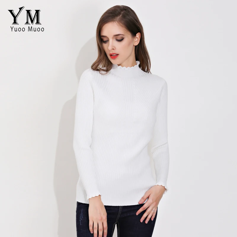 

YuooMuoo New High Quality Sweater Women Basic Autumn Turtleneck Cashmere Sweater Slim Thick Warm Winter Pullover