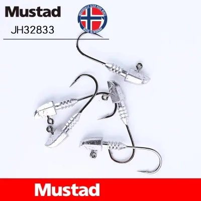 Mustad Рыбалка Крючки JH32833 привести голову крючок из высокоуглеродистой Сталь джиг рыболовные снасти песка Мягкая приманка держатель Pesca бас колючей бас