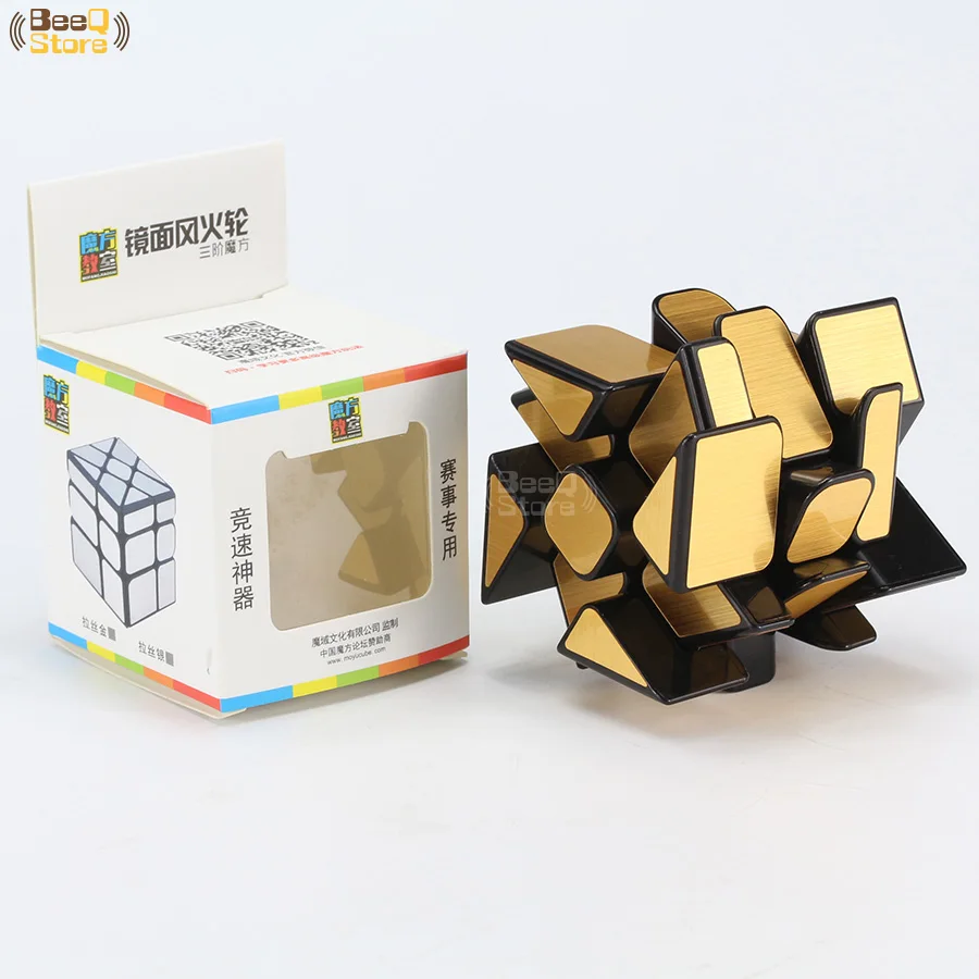 Mofangjiaoshi Windmirror Cube Magic Fire Wheels Cube Золотой Серебряный Матовый скоростной куб 3x3x3 для детей обучающая игрушка