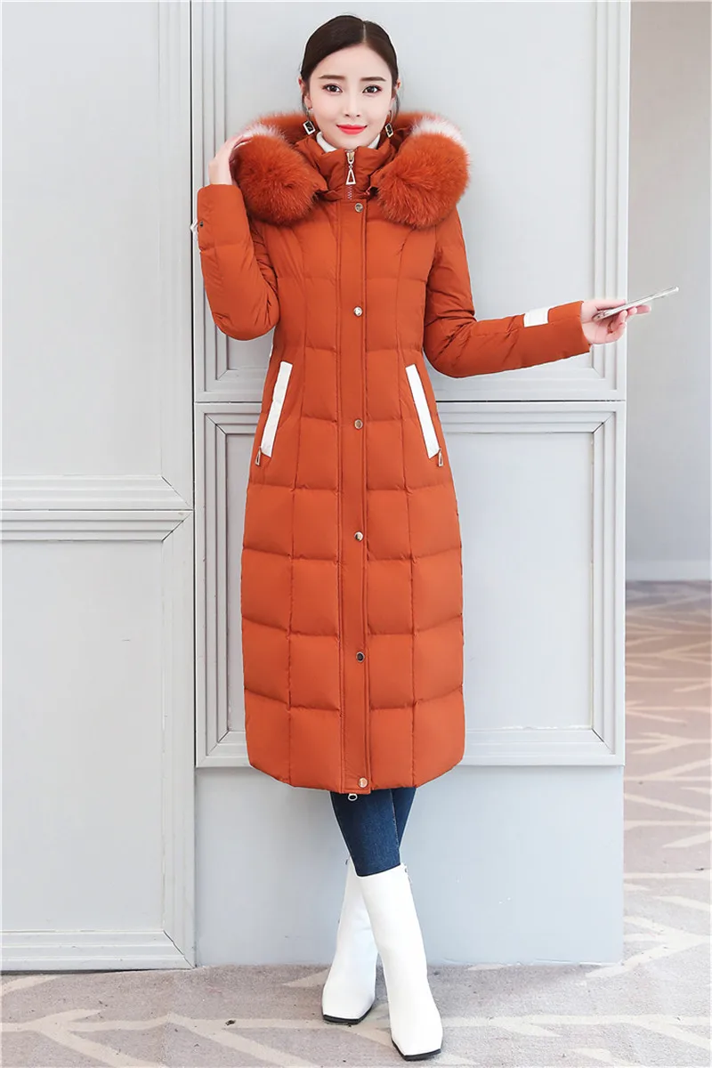 Sale New Winter down jacket women Lengthen parka Fox big fur collar Hooded coat female Plus size Thicken high quality down coats 2199 15