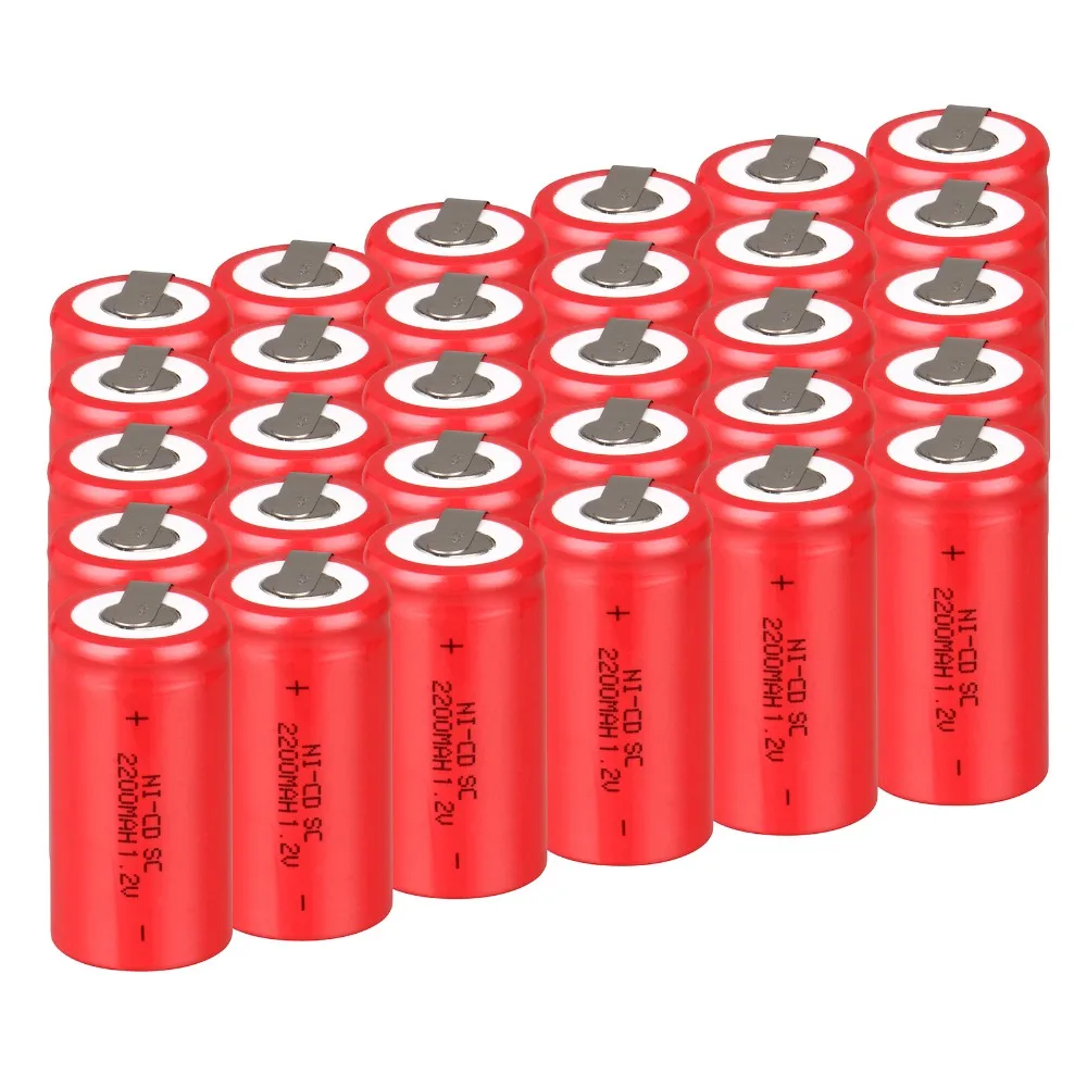 30 pcs SC 2200mah 1.2v battery NICD rechargeable batteries for makita