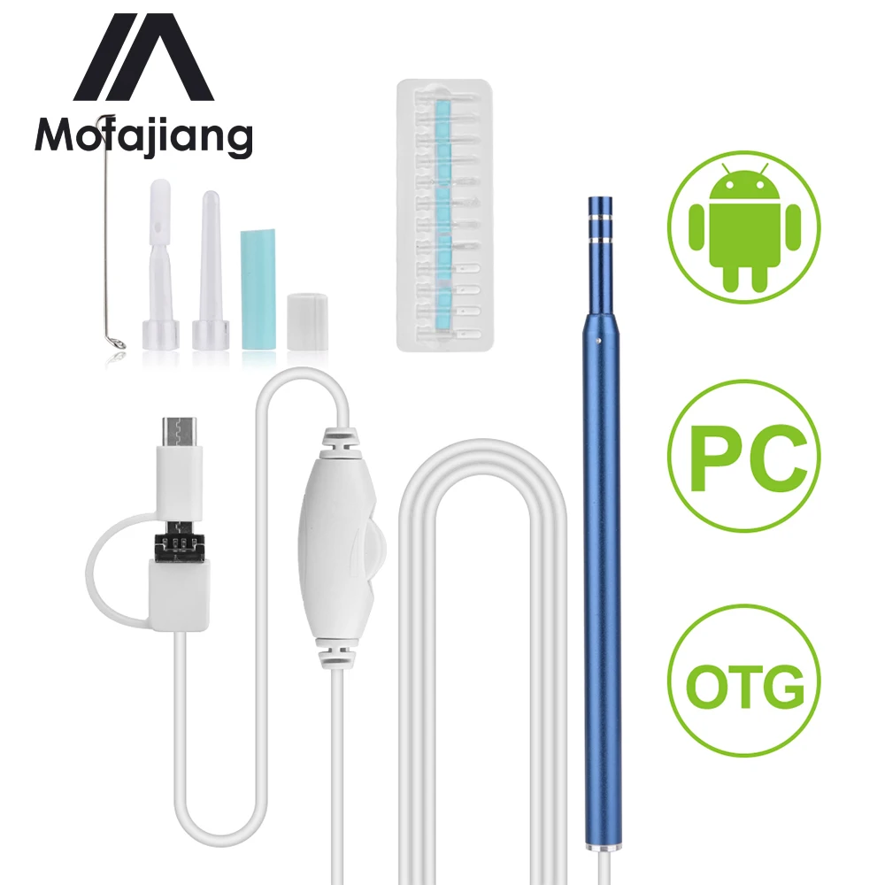 Эндоскоп для чистки ушей 2 в 1 USB HD визуальная ложка 5 мм мини камера Android ПК