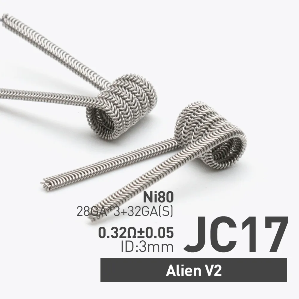 Volcanee Ni80 готовые катушки чужой V2 параллельно Fused Clapton Coil готовых для Зевса RTA атомайзер Vape "сделай сам"(10 шт./упак