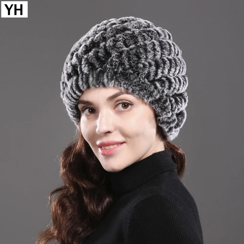 

Wholesale Retail Women Genuine Rex Rabbit Fur Hat Winter Rex Rabbit Fur Beanies Caps Lady Warm Knitted Real Rex Rabbit Fur Cap