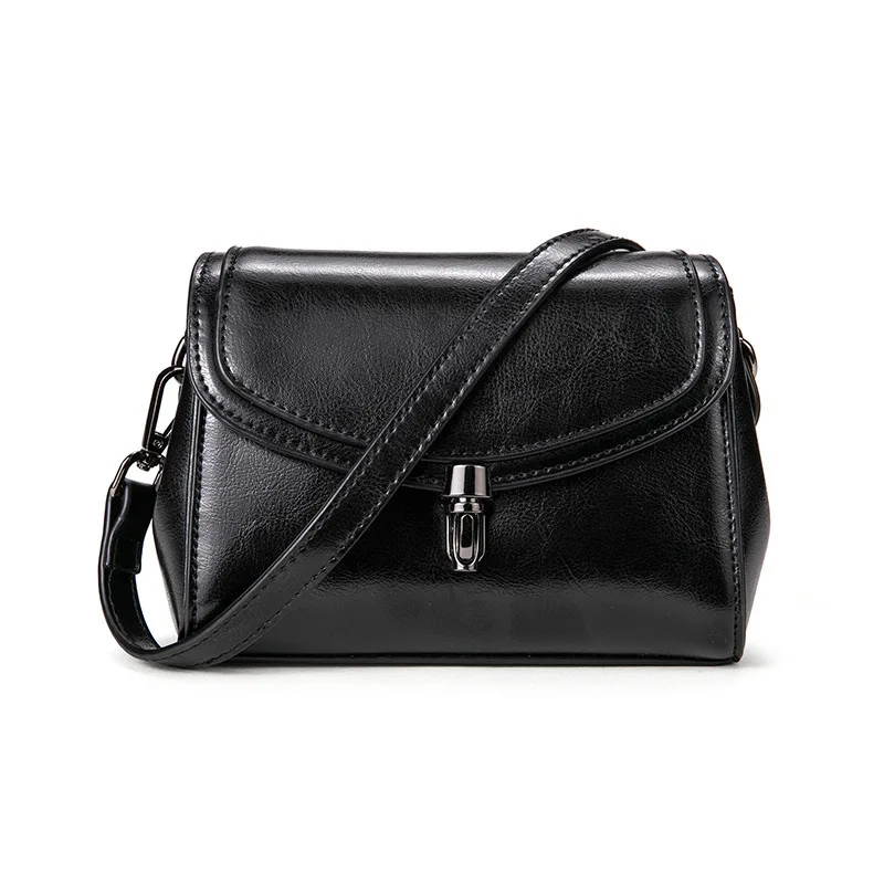 Zency винтажная женская сумка-мессенджер из натуральной кожи, классическая черная сумка, Повседневная Коричневая маленькая сумка через плечо - Цвет: Черный