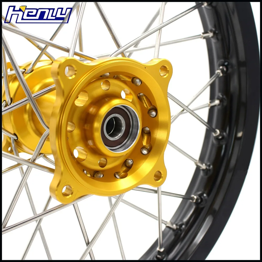 19/16 Spoked Pitbike колеса детские большие диски набор для SUZUKI RM 80 RM 85 YZ 80 YZ 85 1993- колеса Золотая ступица