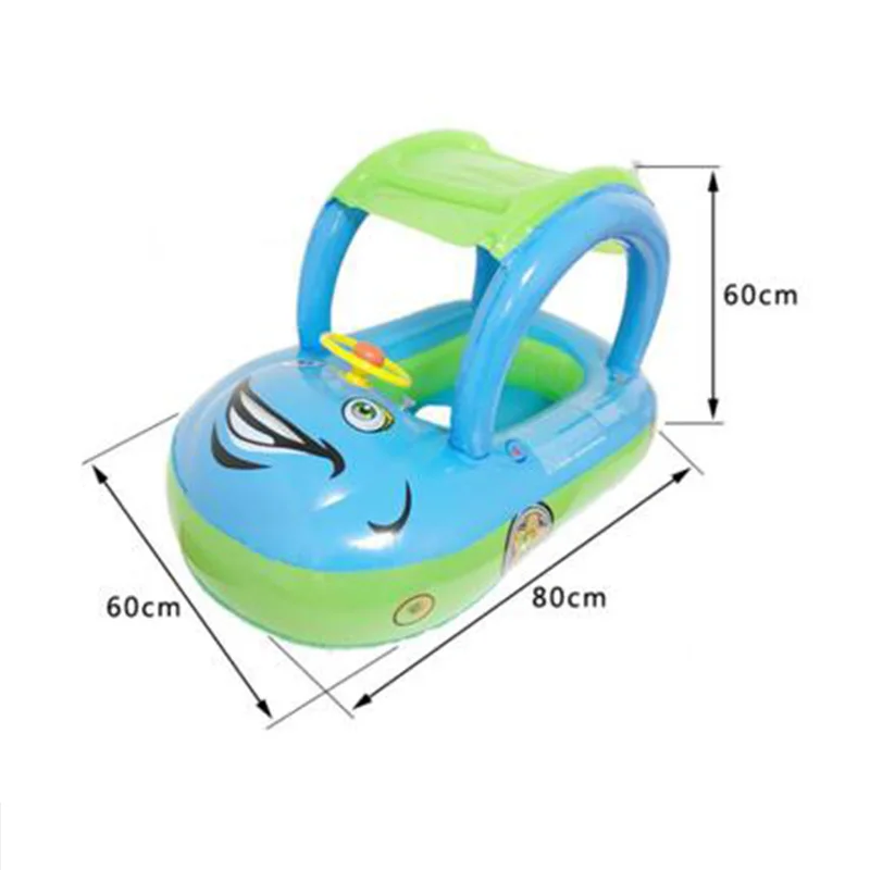 Открытый Мультфильм Надувное детское автомобильное сиденье плавательный круг с рулевым колесом и солнцезащитный козырек круг летние игрушки лодочная палатка