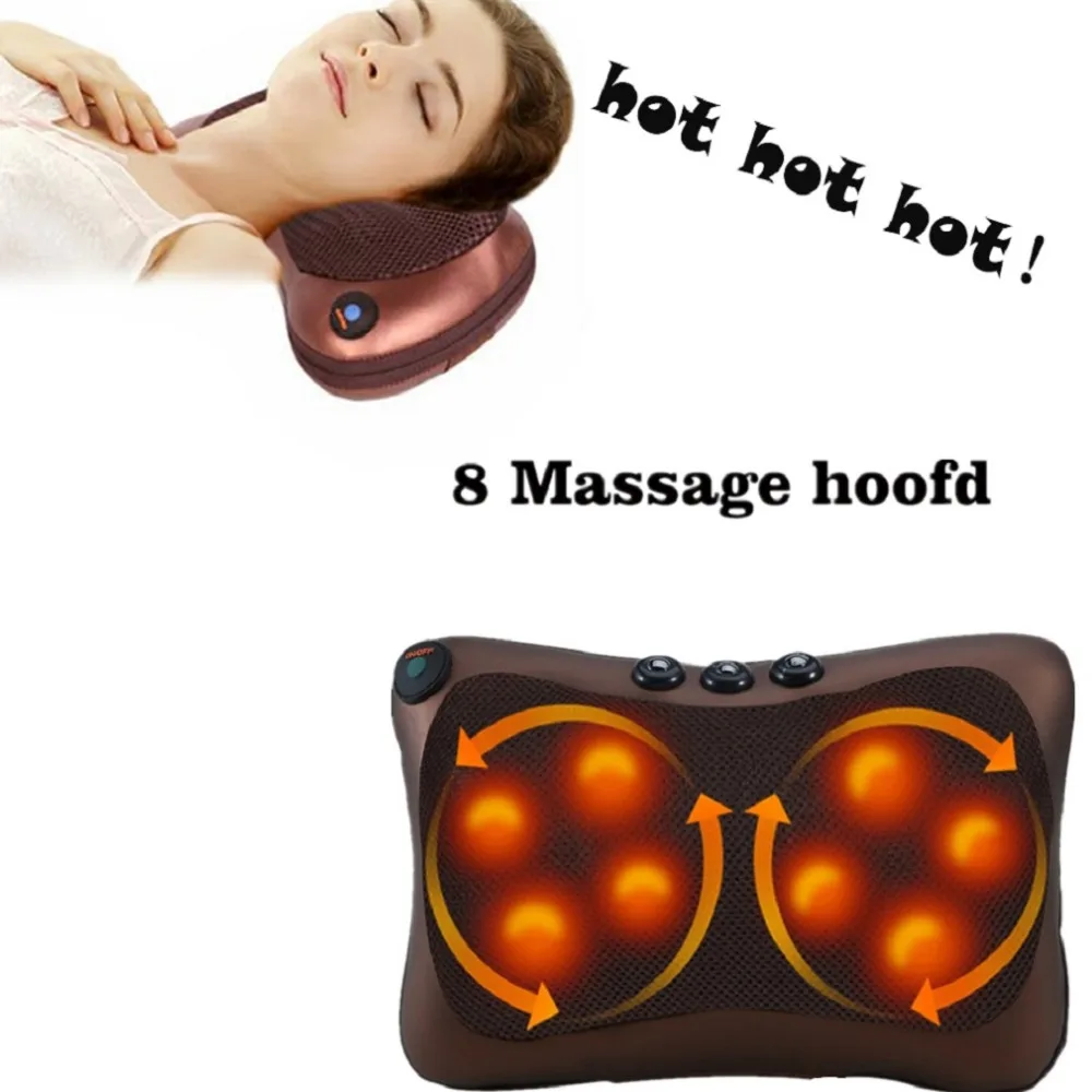 8/4 Head Neck Massager Car Home Shiatsu Massage Neck Relaxation Back Waist Body Electric Massage Deep-Kneading Pillow Cushion