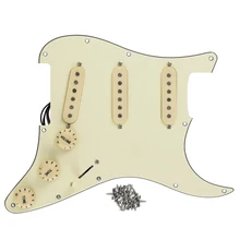 FLEOR przetwornik single coil SSS gitara elektryczna załadowany wstępnie okablowany Pickguard Scratch Plate Strat 11 otworów zestaw montażowy krem 3Ply