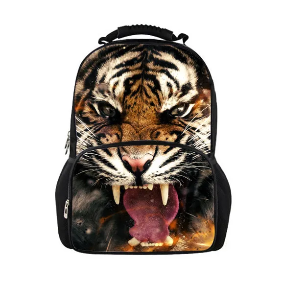 FORUDESIGNS Cool Teenager Boys Tiger Head Backpack High School Children