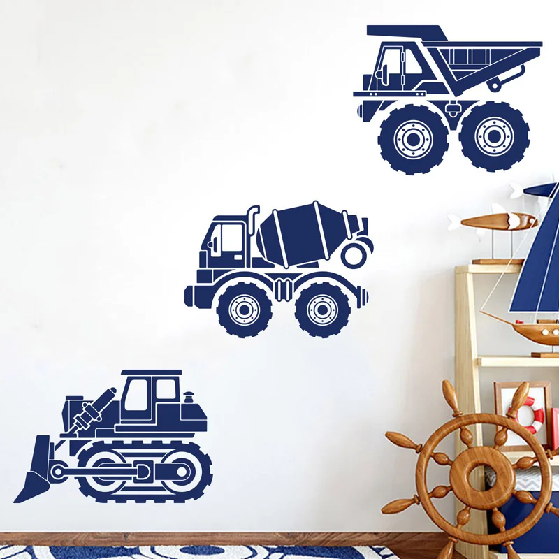 

Bulldozer Cement Truck Dump Truck Wall Decal,Set Of 3 Construction Vehicles Truck Wall Sticker Vinyl ,Boy Play Room Decor F881