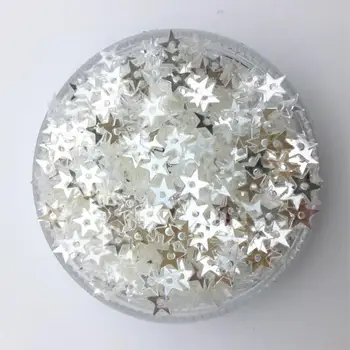 

50g/lot 5mm Flat Star Sequins Loose Paillettes For Nail Art Crafts DIY Accessories With 1 Middle Hole Crystal White Confetti