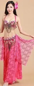 Комплект из 3 предметов, костюм для танца живота, роскошное восточное платье ручной работы с бисером, египетское платье для девочки, танцевальное платье Arabe, фиолетовое, золотое, синее, красное - Цвет: Розовый